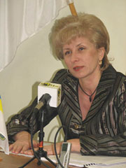 Тетяна Шаповалова під час прес-конференції
