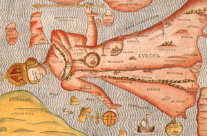 Середньовічна європейська мапа: Європу зображено королевою