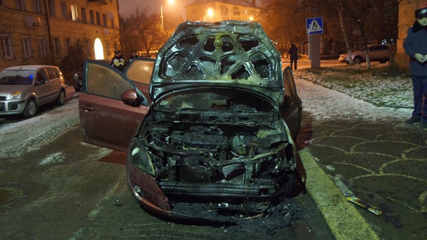 Активісту ужгородського ЄвроМайдану спалили авто (ФОТО)