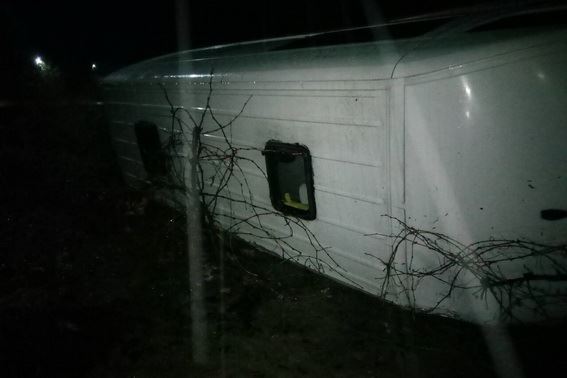 На Мукачівщині на слизькій дорозі перекинувся мікроавтобус із заробітчанами. 4 жінки – в лікарні