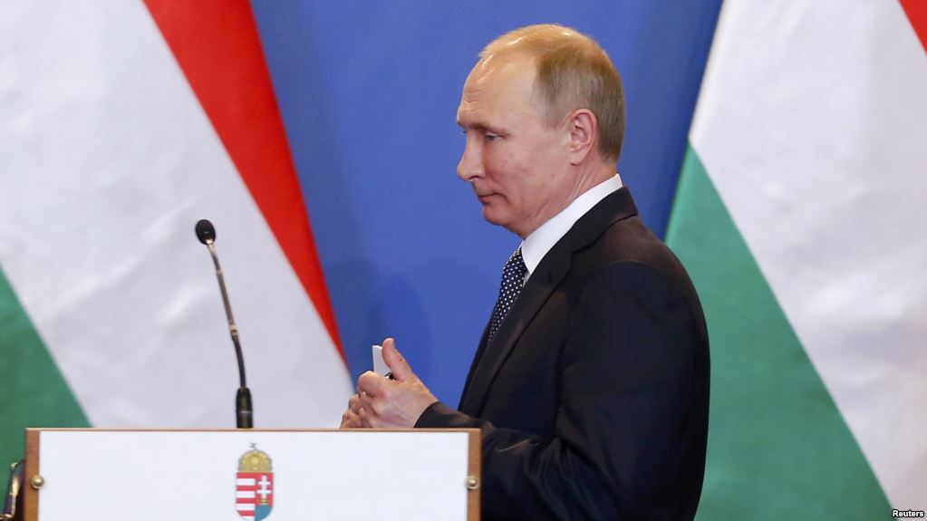 В.Путін під час попереднього візиту до Угорщини, Будапешт, 2 лютого 2017 р.
