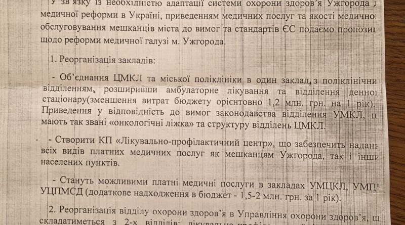 Влада Ужгорода хоче знову підпорядкувати поліклініку міській лікарні (ДОКУМЕНТ)