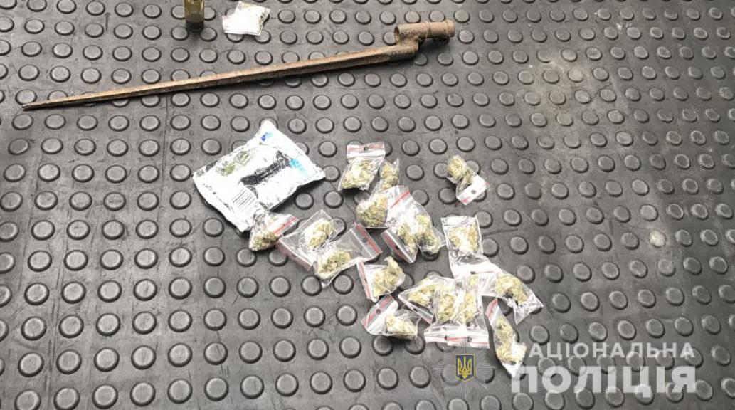В автівці мешканця Ужгорода при обшуку знайшли марихуану, білий порошок і штик-ніж (ФОТО)