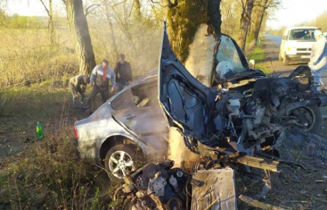 На Іршавщині авто врізалось у дерево: пасажир – загинув, водій – із травмами в лікарні (ФОТО)
