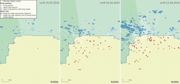 Кількість обстрілів з території РФ упродовж липня-вересня 2014 року.