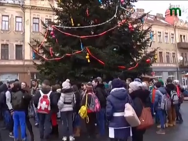 В Ужгороді урочисто відкрили "католицьку" новорічну ялинку (ВІДЕО)