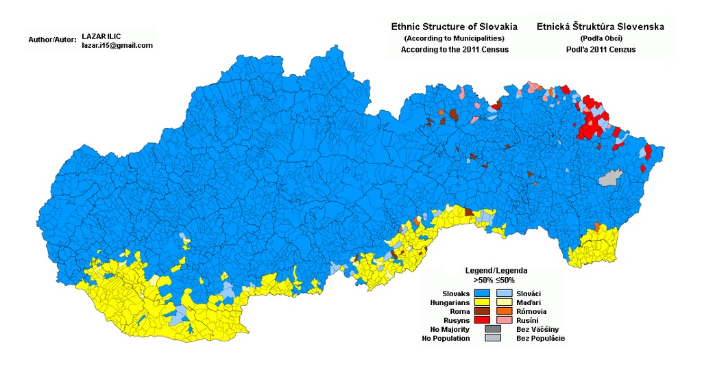 Етнічна карта Словаччини, 2011 рік