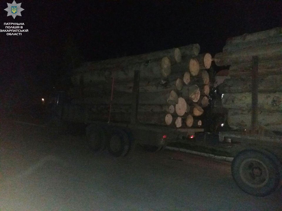 На Виноградівщині зупинили КамАЗ із сумнівною деревиною (ФОТО)