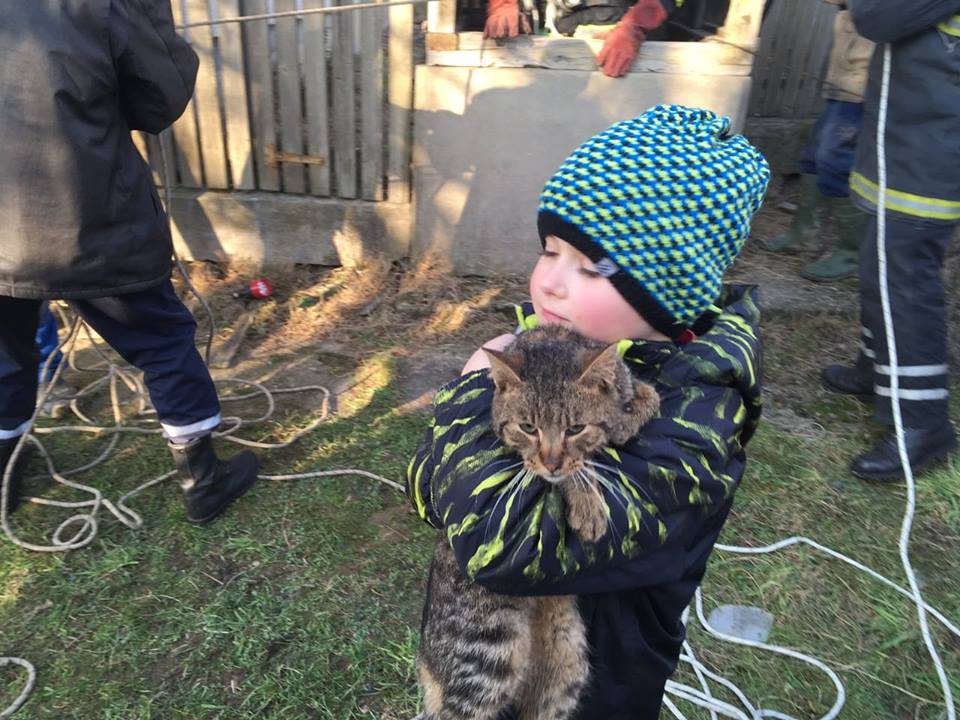 На Іршавщині рятувальники витягли із закинутої криниці безпорадного кота (ФОТО)