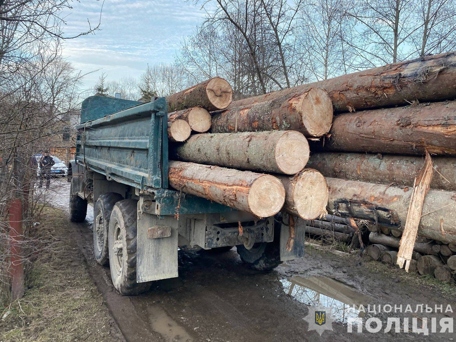 У Ясіні поліція вилучила вантажівку з 40 кубометрами нелегальної деревини (ФОТО)