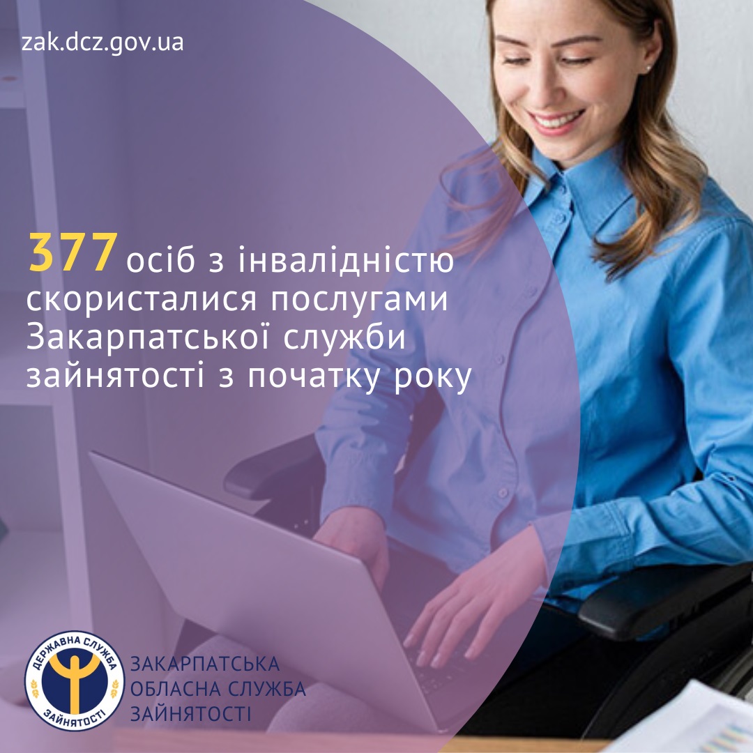 377 осіб з інвалідністю скористалися послугами Закарпатської служби зайнятості з початку року
