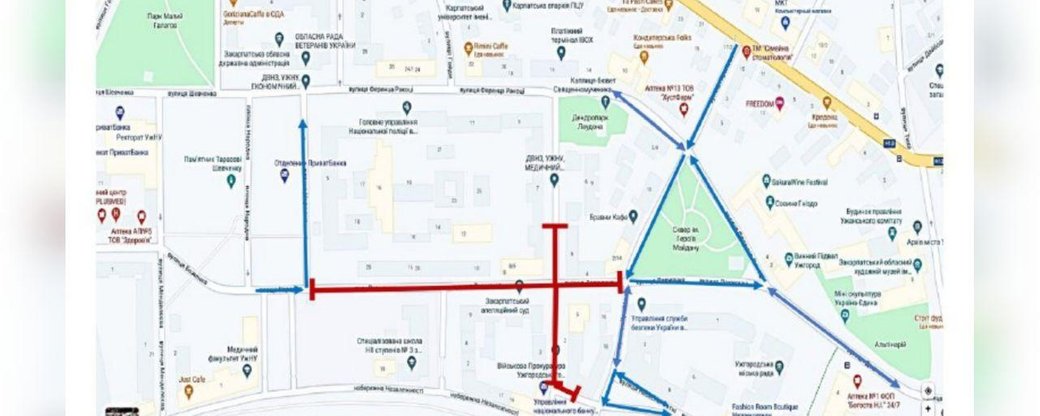 В Ужгороді через антитерористичні навчання СБУ 9 жовтня обмежать рух транспорту